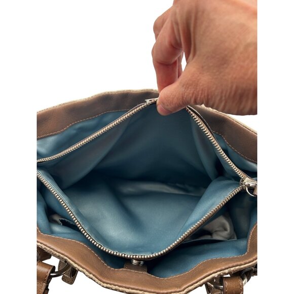 COACH Poppy Signature Glam Tote Women’s Bag Khaki Brown 19966 Retro Designer - Picture 9 of 14